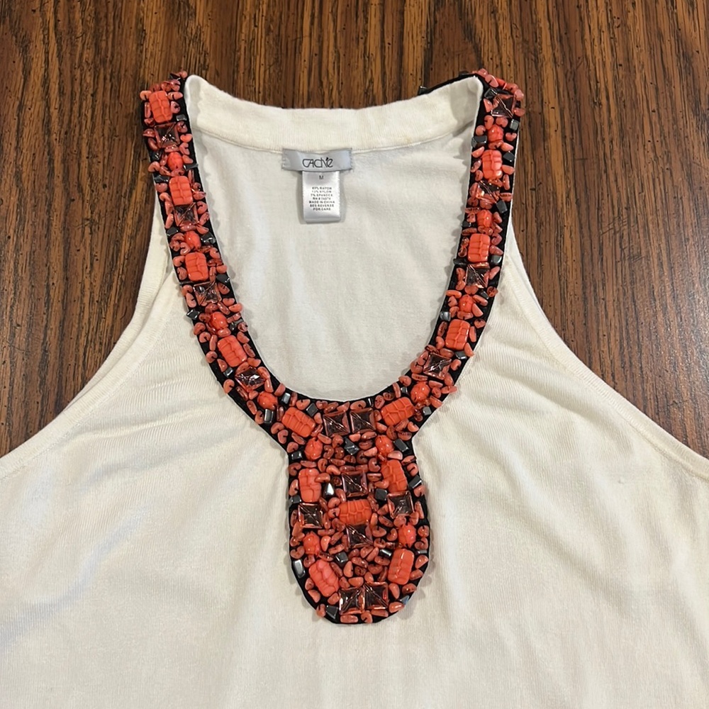 Cache beaded neck top Size: M